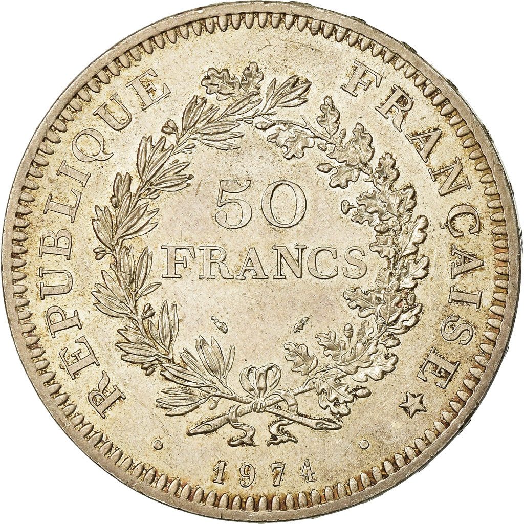 Coin, France, Hercule, 50 Francs, 1974, Avers 20 francs, AU(50-53), Silver