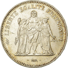 Moeda, França, Hercule, 50 Francs, 1974, Avers 20 francs, AU(50-53), Prata