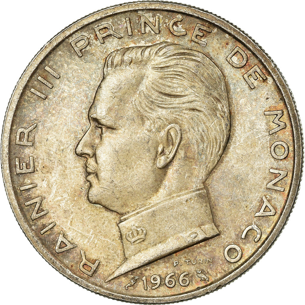 Moneta, Monaco, Rainier III, 5 Francs, 1966, EF(40-45), Srebro, KM:141