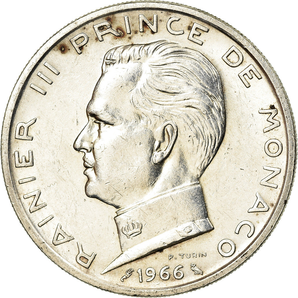 Moneta, Monaco, Rainier III, 5 Francs, 1966, EF(40-45), Srebro, KM:141