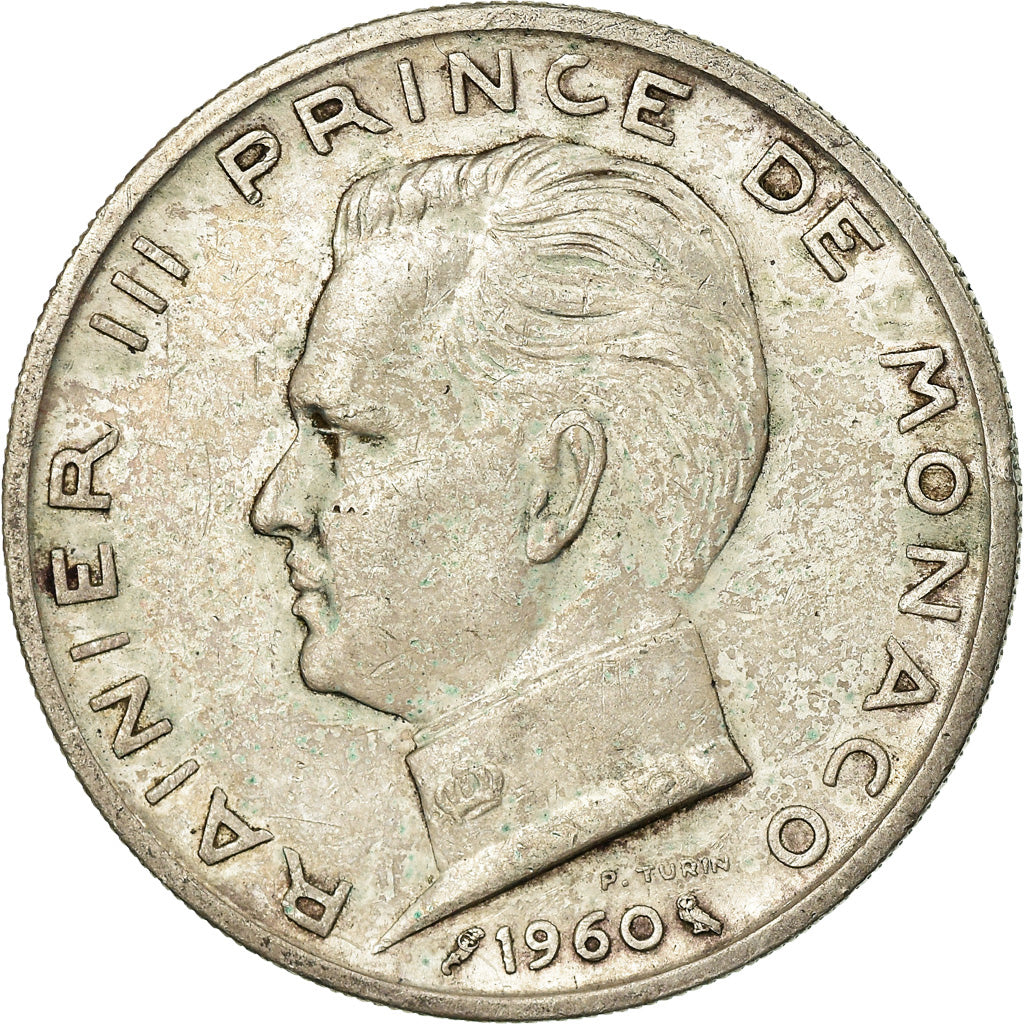 Coin, Monaco, Rainier III, 5 Francs, 1960, EF(40-45), Silver, KM:141, Gadoury:MC