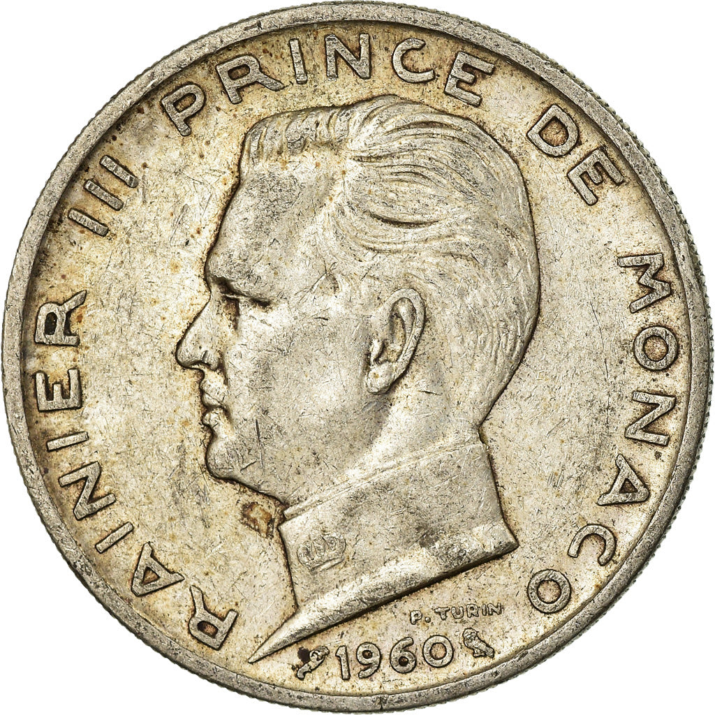 Coin, Monaco, Rainier III, 5 Francs, 1960, EF(40-45), Silver, KM:141, Gadoury:MC