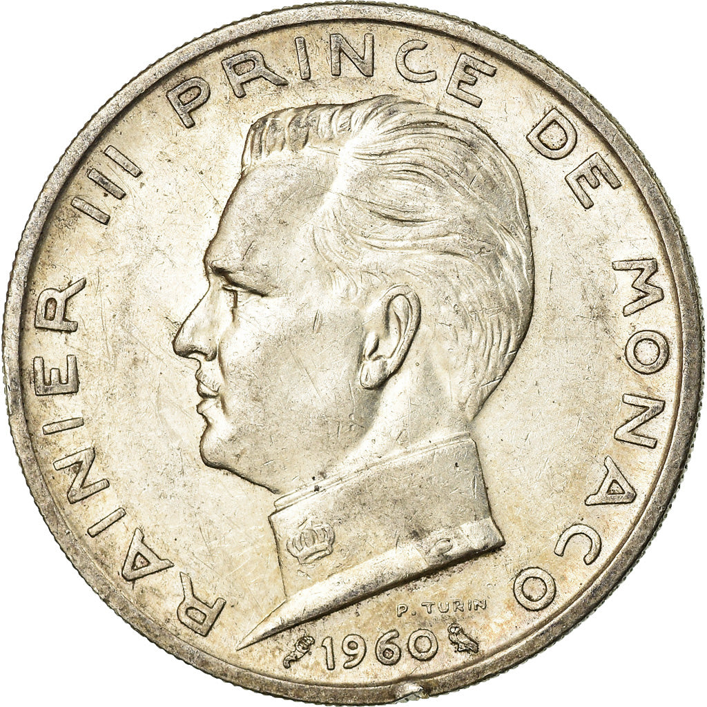 Monnaie, Monaco, Rainier III, 5 Francs, 1960, TTB, Argent, Gadoury:MC 152