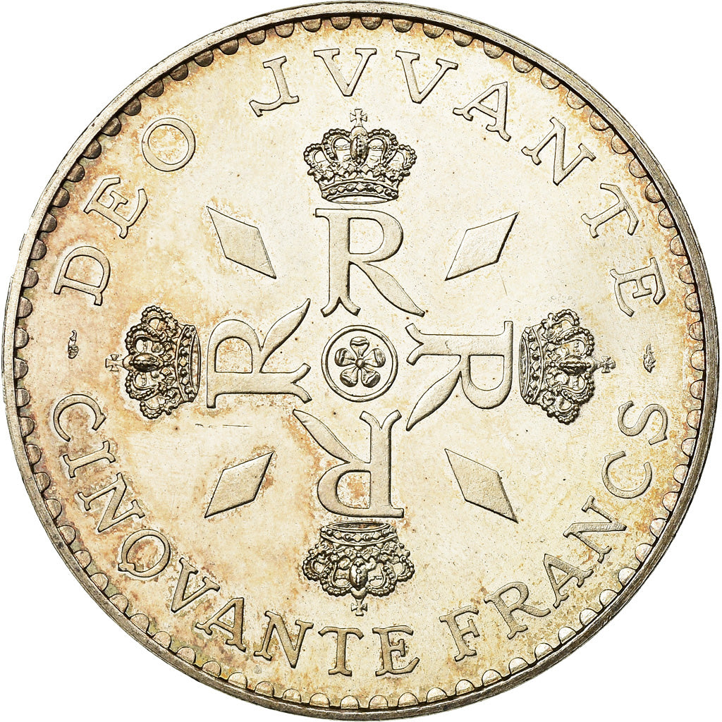 Coin, Monaco, Rainier III, 50 Francs, 1976, MS(63), Silver, KM:152.2