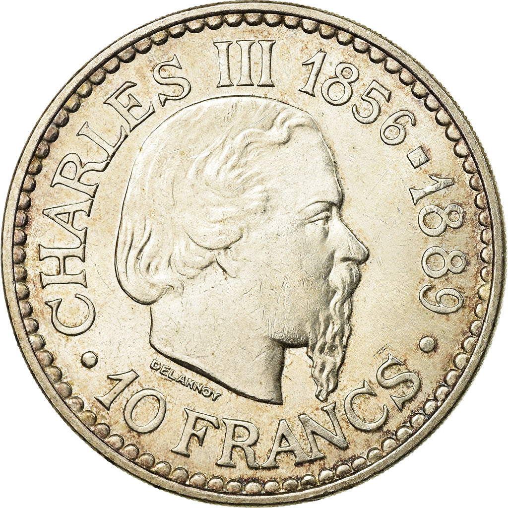 Coin, Monaco, Rainier III, Charles III, 10 Francs, 1966, MS(63), Silver, KM:146
