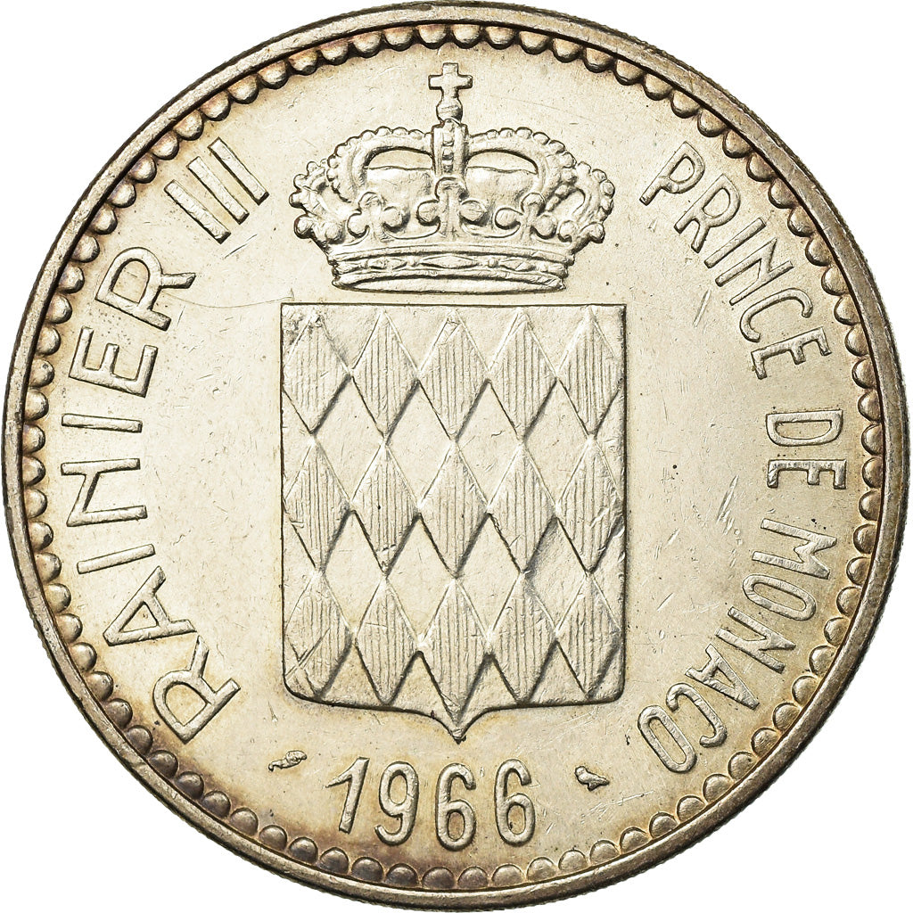 Coin, Monaco, Rainier III, Charles III, 10 Francs, 1966, AU(55-58), Silver