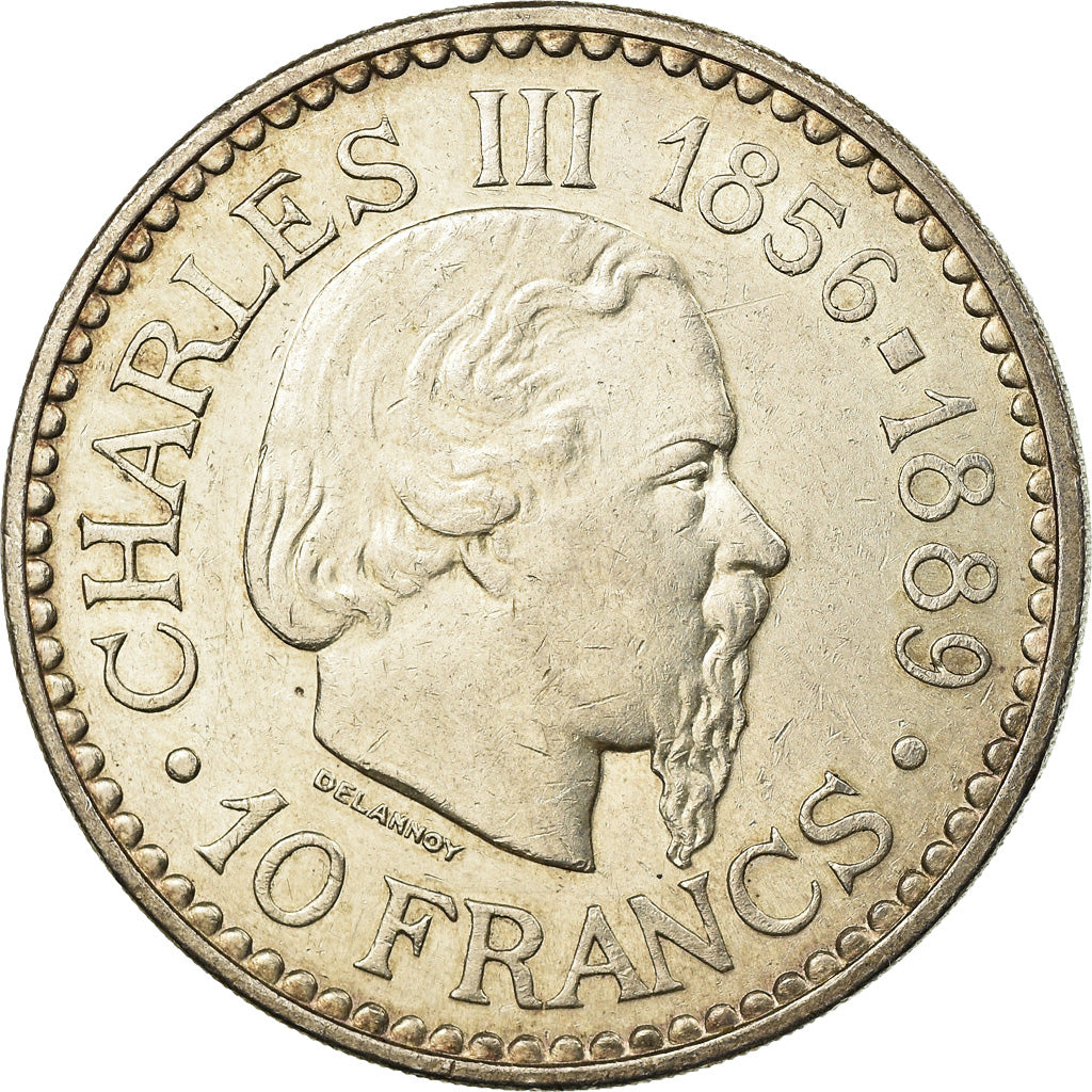 Coin, Monaco, Rainier III, Charles III, 10 Francs, 1966, AU(55-58), Silver
