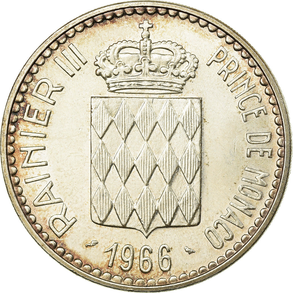 Coin, Monaco, Rainier III, Charles III, 10 Francs, 1966, AU(55-58), Silver