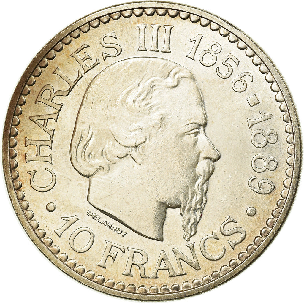 Coin, Monaco, Rainier III, Charles III, 10 Francs, 1966, AU(55-58), Silver