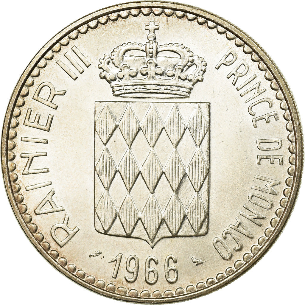 Coin, Monaco, Rainier III, Charles III, 10 Francs, 1966, AU(55-58), Silver