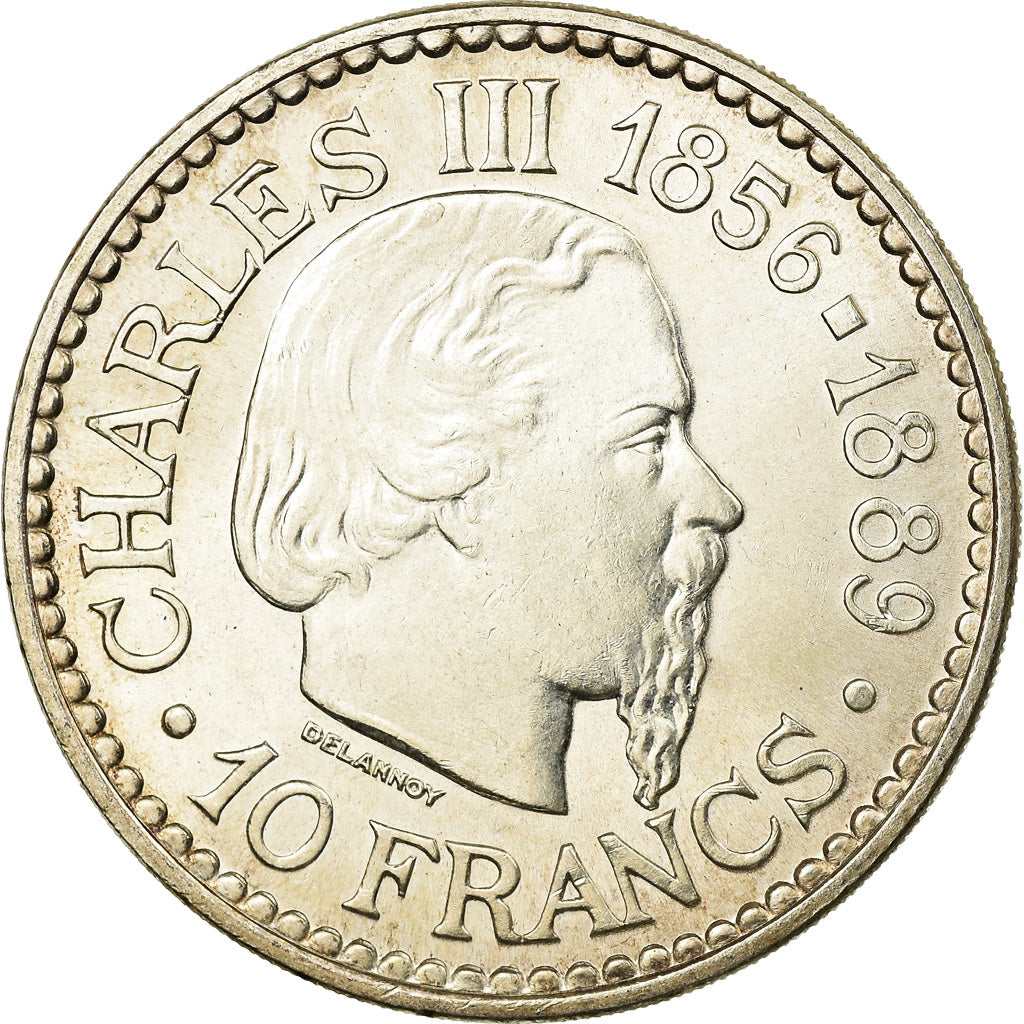 Coin, Monaco, Rainier III, Charles III, 10 Francs, 1966, AU(55-58), Silver