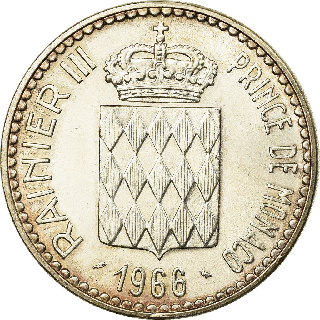 Coin, Monaco, Rainier III, Charles III, 10 Francs, 1966, AU(55-58), Silver