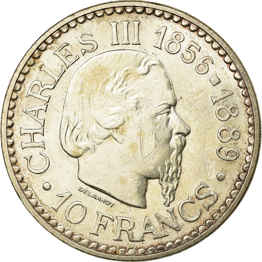 Coin, Monaco, Rainier III, Charles III, 10 Francs, 1966, AU(55-58), Silver