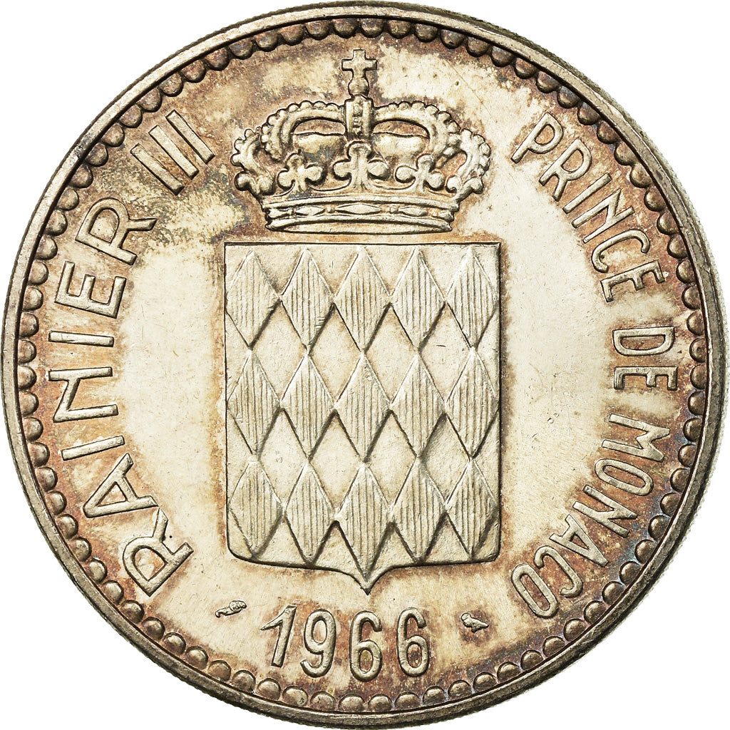 Coin, Monaco, Rainier III, Charles III, 10 Francs, 1966, AU(55-58), Silver