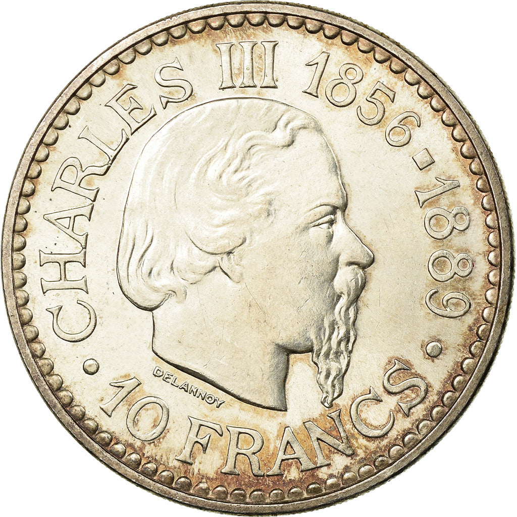 Coin, Monaco, Rainier III, Charles III, 10 Francs, 1966, AU(55-58), Silver