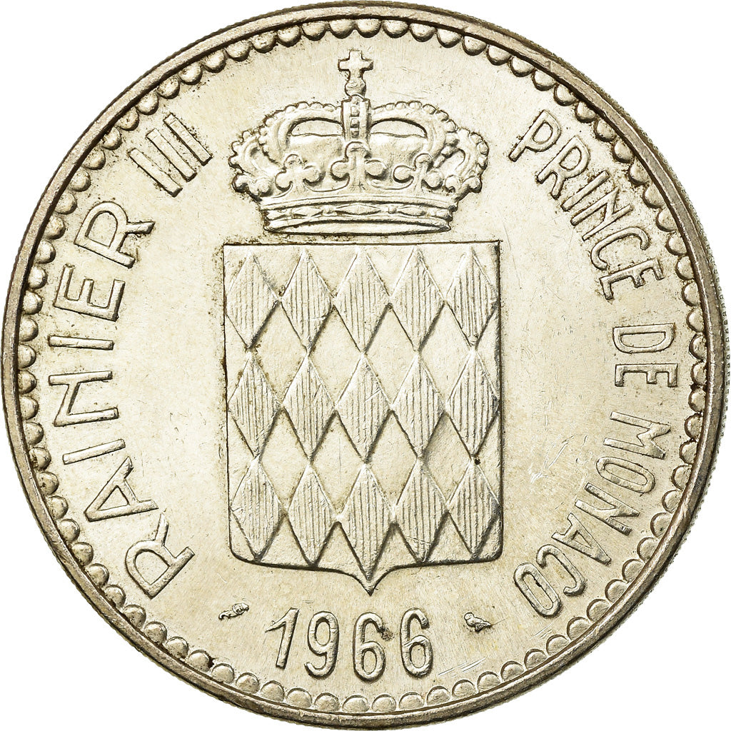 Coin, Monaco, Rainier III, Charles III, 10 Francs, 1966, AU(55-58), Silver