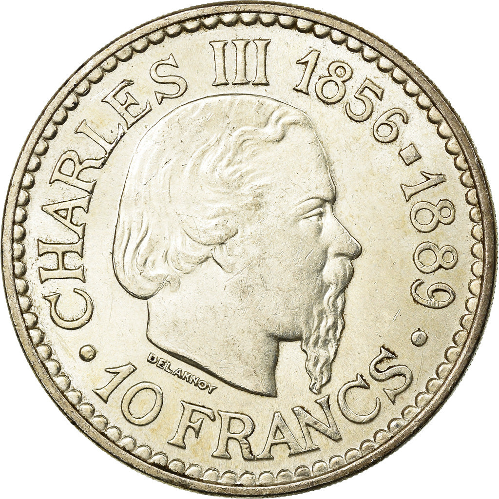 Coin, Monaco, Rainier III, Charles III, 10 Francs, 1966, AU(55-58), Silver