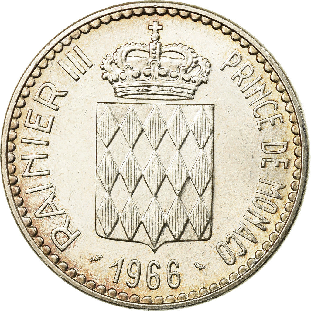 Coin, Monaco, Rainier III, Charles III, 10 Francs, 1966, AU(55-58), Silver