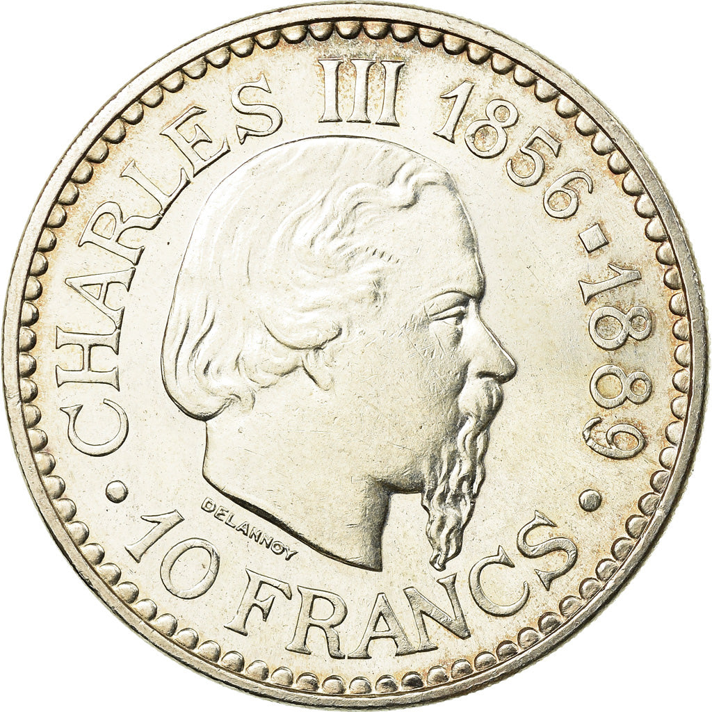 Coin, Monaco, Rainier III, Charles III, 10 Francs, 1966, AU(55-58), Silver