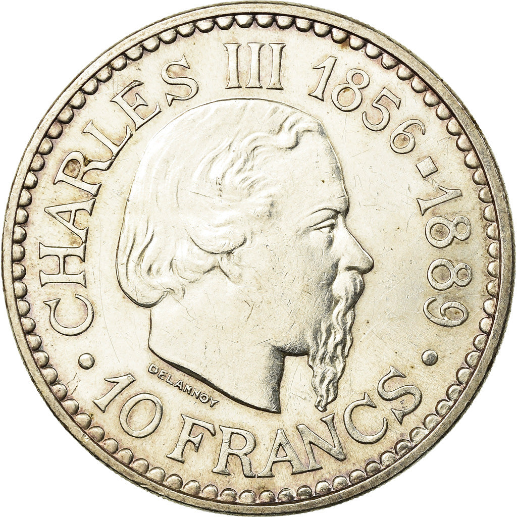 Moneta, Monaco, Rainier III, Charles III, 10 Francs, 1966, AU(55-58), Srebro