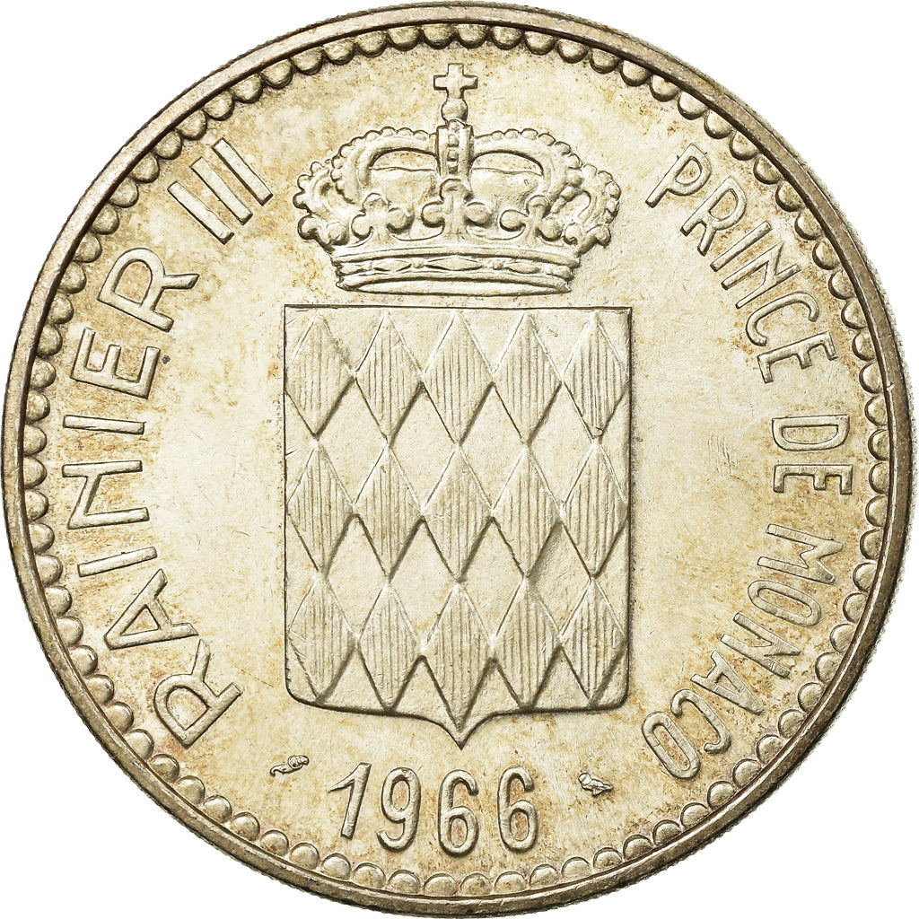 Coin, Monaco, Rainier III, Charles III, 10 Francs, 1966, AU(55-58), Silver