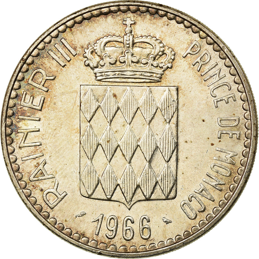 Coin, Monaco, Rainier III, Charles III, 10 Francs, 1966, AU(55-58), Silver