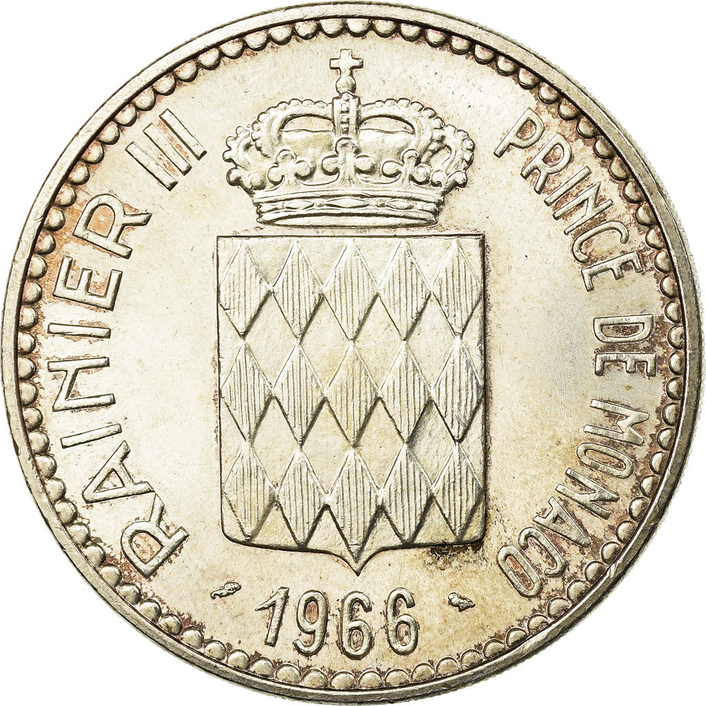 Coin, Monaco, Rainier III, Charles III, 10 Francs, 1966, AU(55-58), Silver