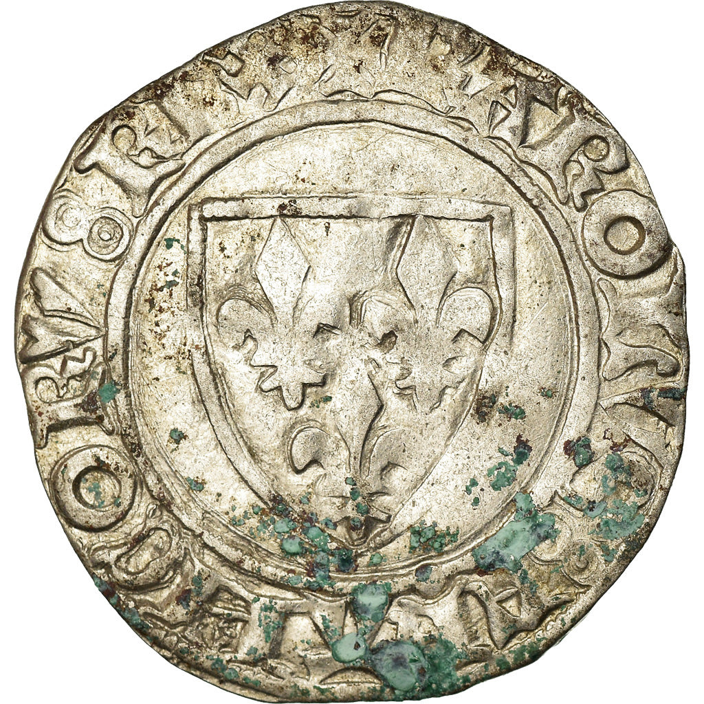 Coin, France, Charles VI, Blanc Guénar, La Rochelle, VF(30-35), Billon