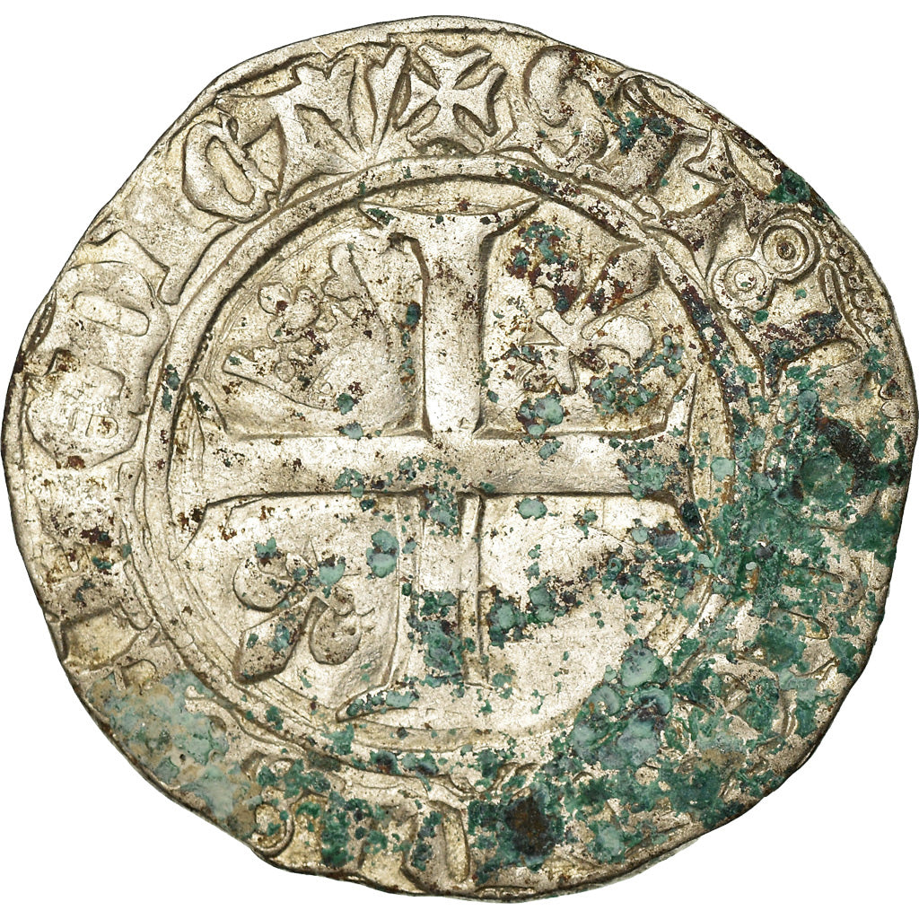 Coin, France, Charles VI, Blanc Guénar, La Rochelle, VF(30-35), Billon