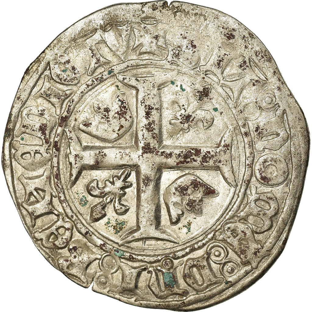 Coin, France, Charles VI, Blanc Guénar, La Rochelle, VF(30-35), Billon