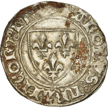 Monnaie, France, Charles VI, Blanc Guénar, La Rochelle, TB+, Billon