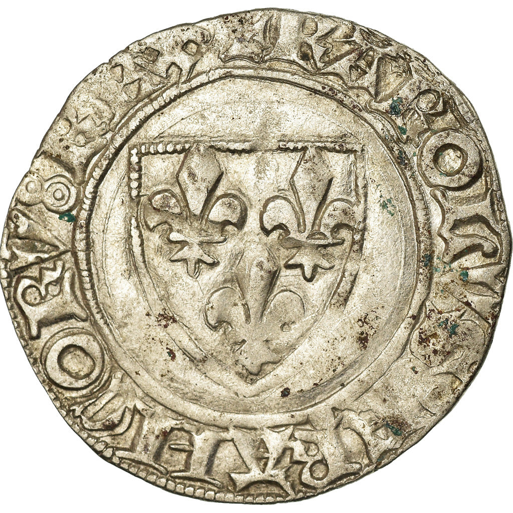 Coin, France, Charles VI, Blanc Guénar, La Rochelle, VF(30-35), Billon