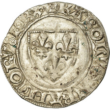 Coin, France, Charles VI, Blanc Guénar, La Rochelle, VF(30-35), Billon
