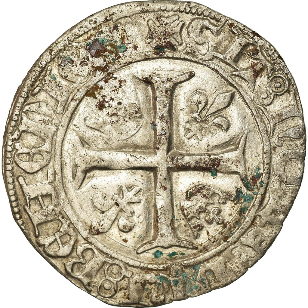 Coin, France, Charles VI, Blanc Guénar, La Rochelle, VF(30-35), Billon
