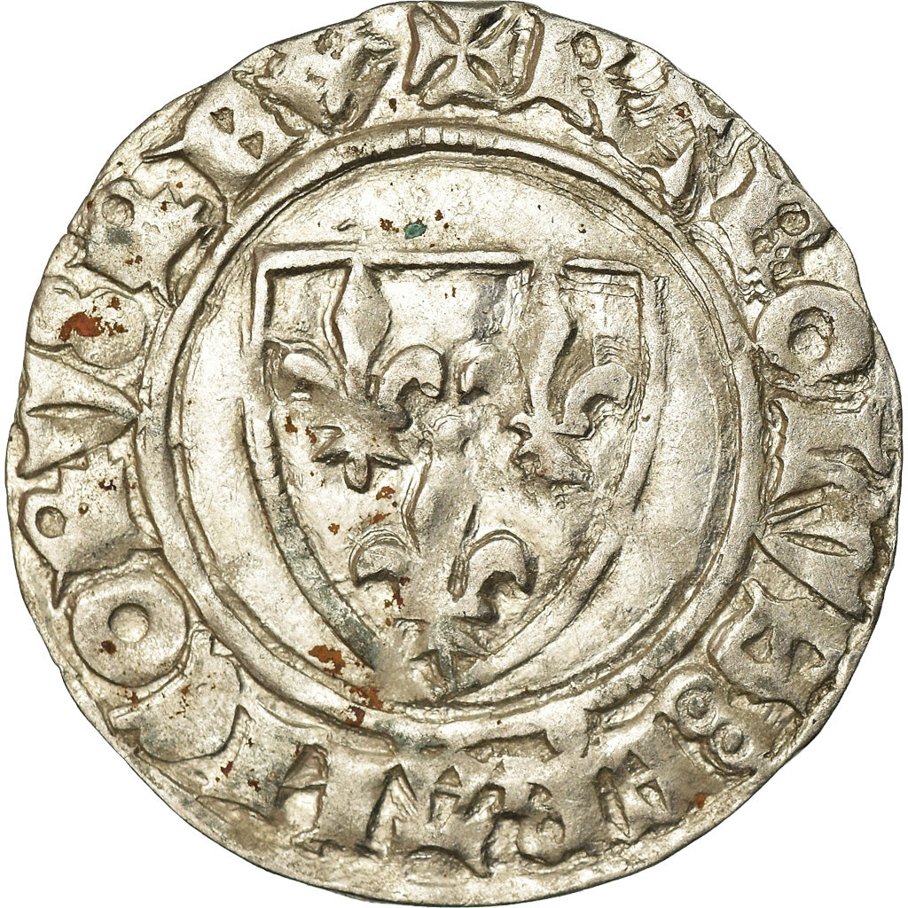 Coin, France, Charles VI, Blanc Guénar, La Rochelle, VF(30-35), Billon