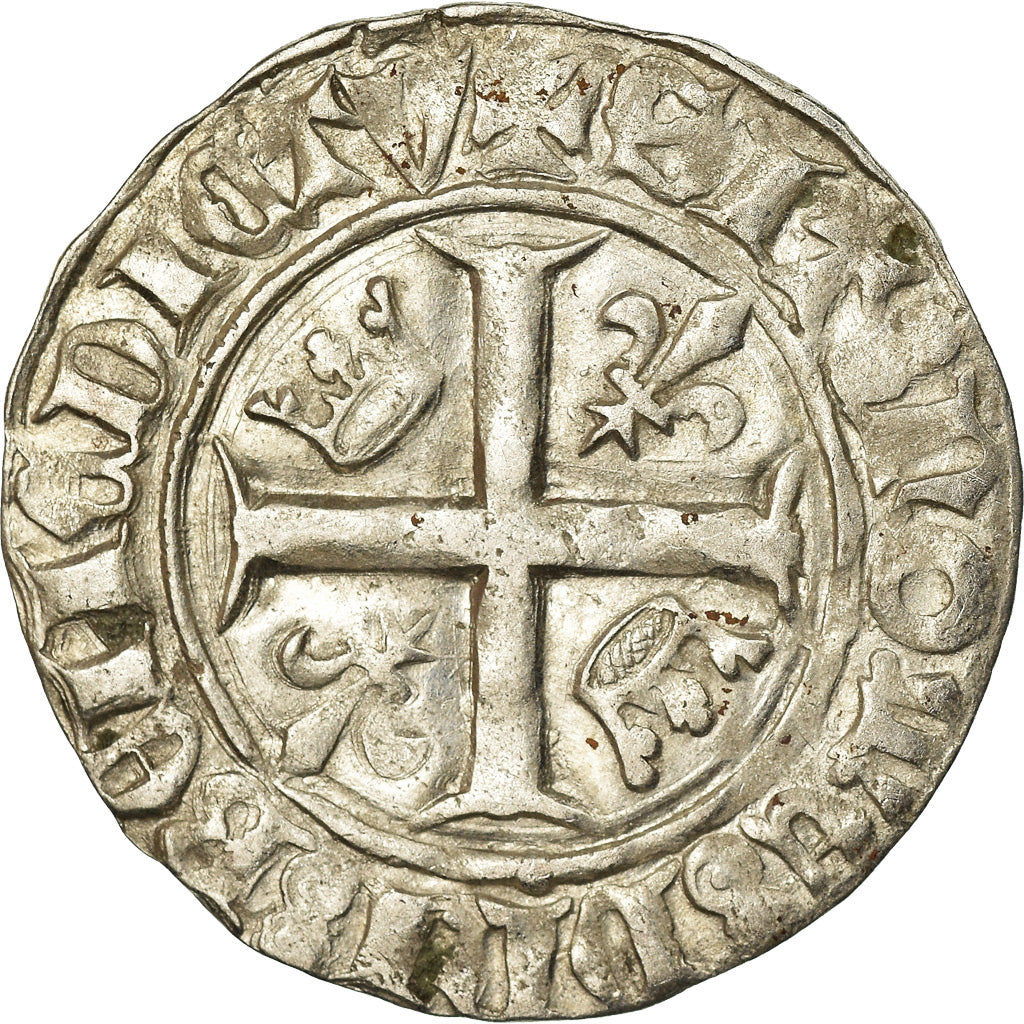 Coin, France, Charles VI, Blanc Guénar, La Rochelle, VF(30-35), Billon