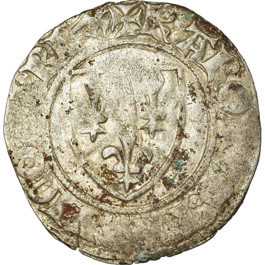 Moeda, França, Charles VI, Blanc Guénar, Troyes, VF(20-25), Lingote