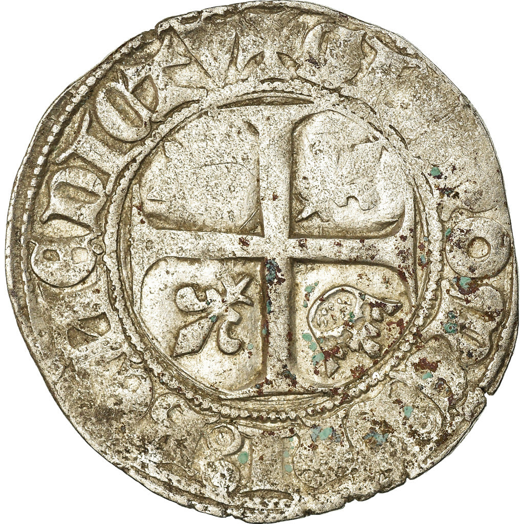 Moeda, França, Charles VI, Blanc Guénar, Troyes, VF(20-25), Lingote