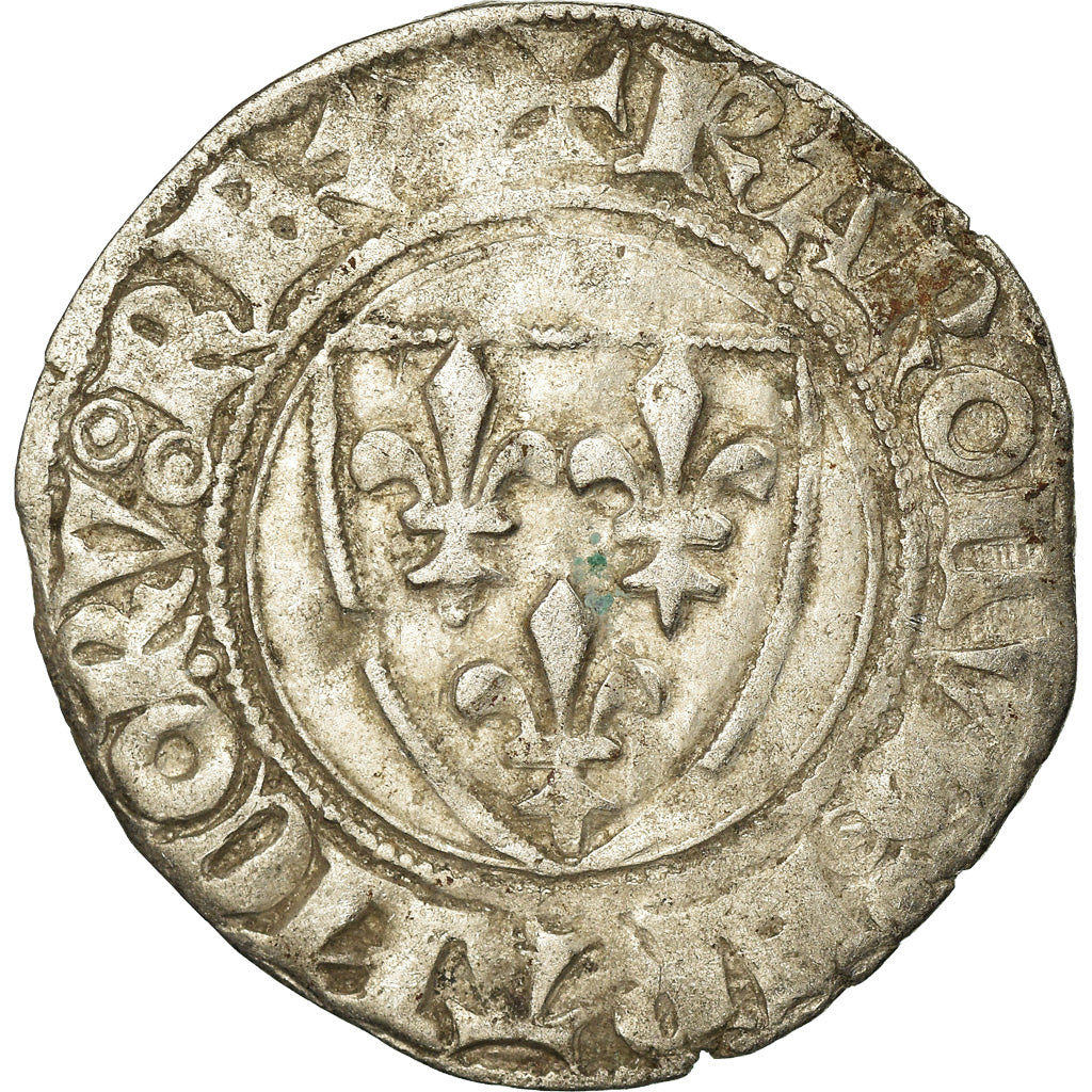 Coin, France, Charles VI, Blanc Guénar, Troyes, VF(30-35), Billon