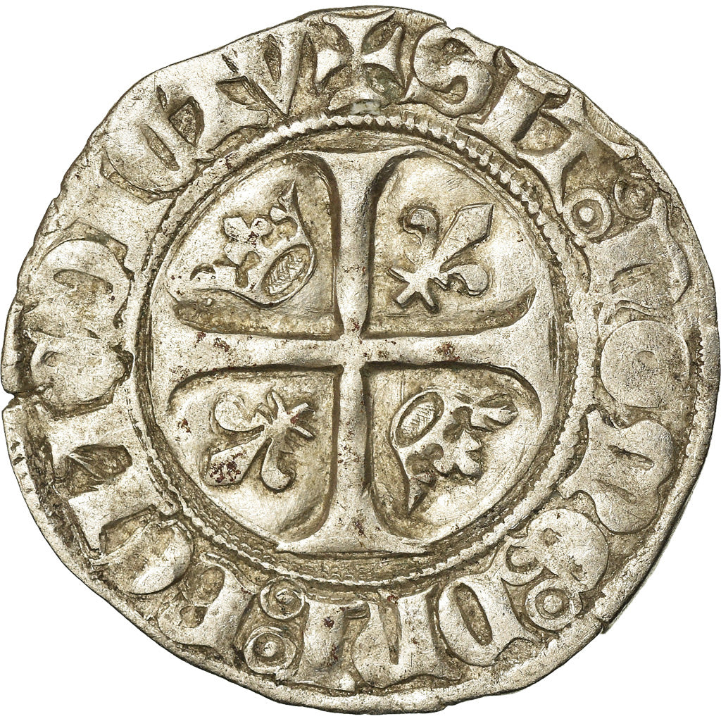 Coin, France, Charles VI, Blanc Guénar, Troyes, VF(30-35), Billon