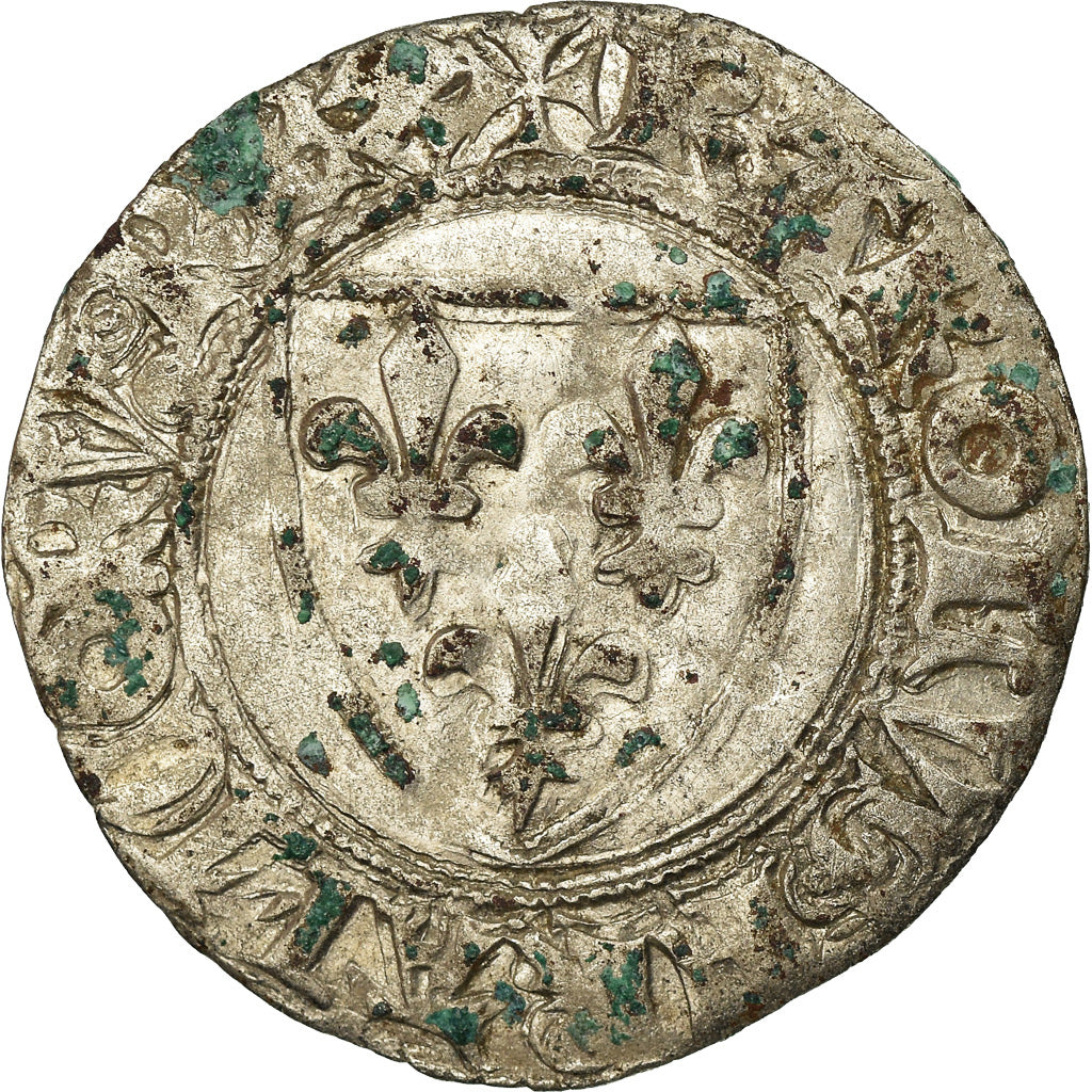 Monnaie, France, Charles VI, Blanc Guénar, Troyes, TB+, Billon, Duplessy:377A