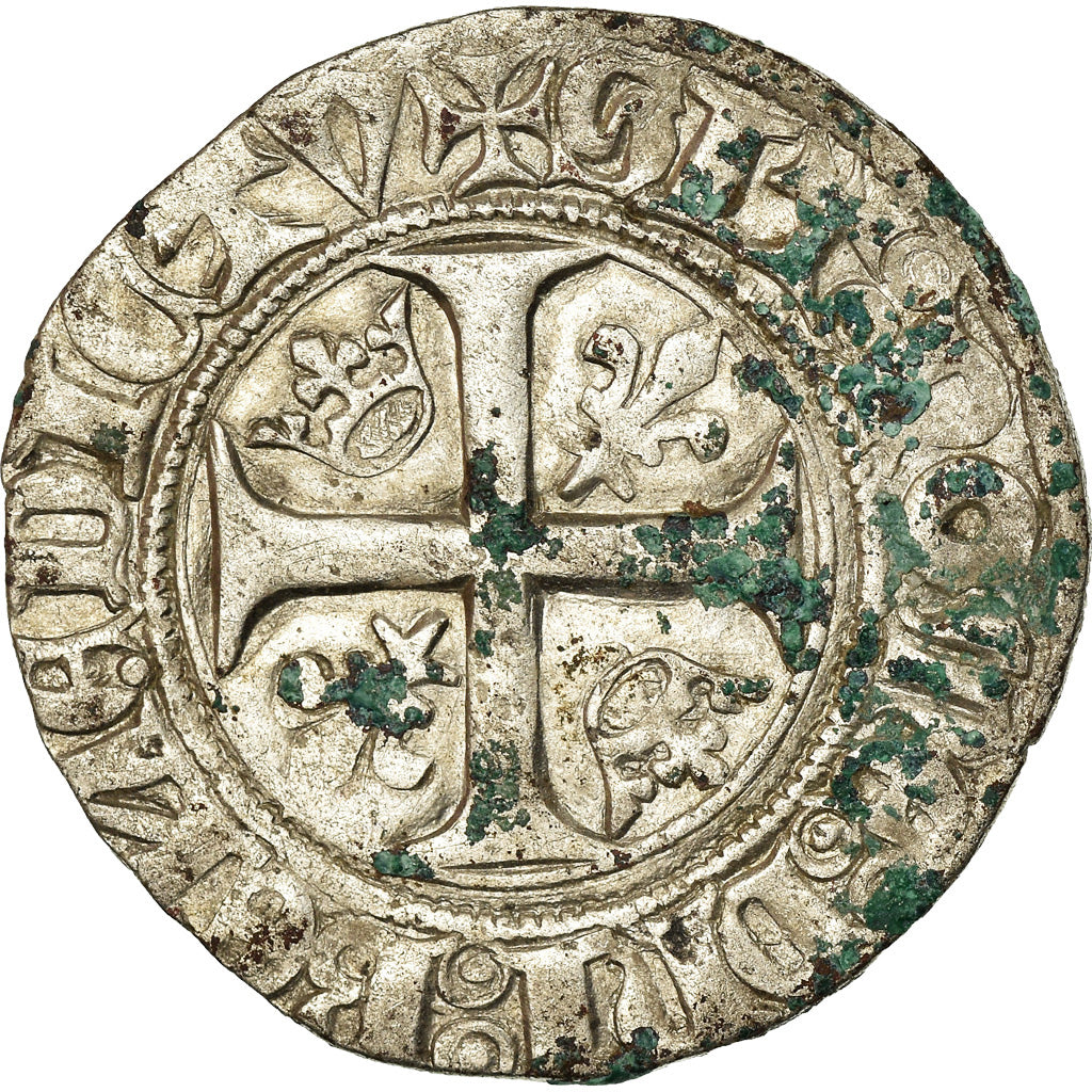 Monnaie, France, Charles VI, Blanc Guénar, Troyes, TB+, Billon, Duplessy:377A