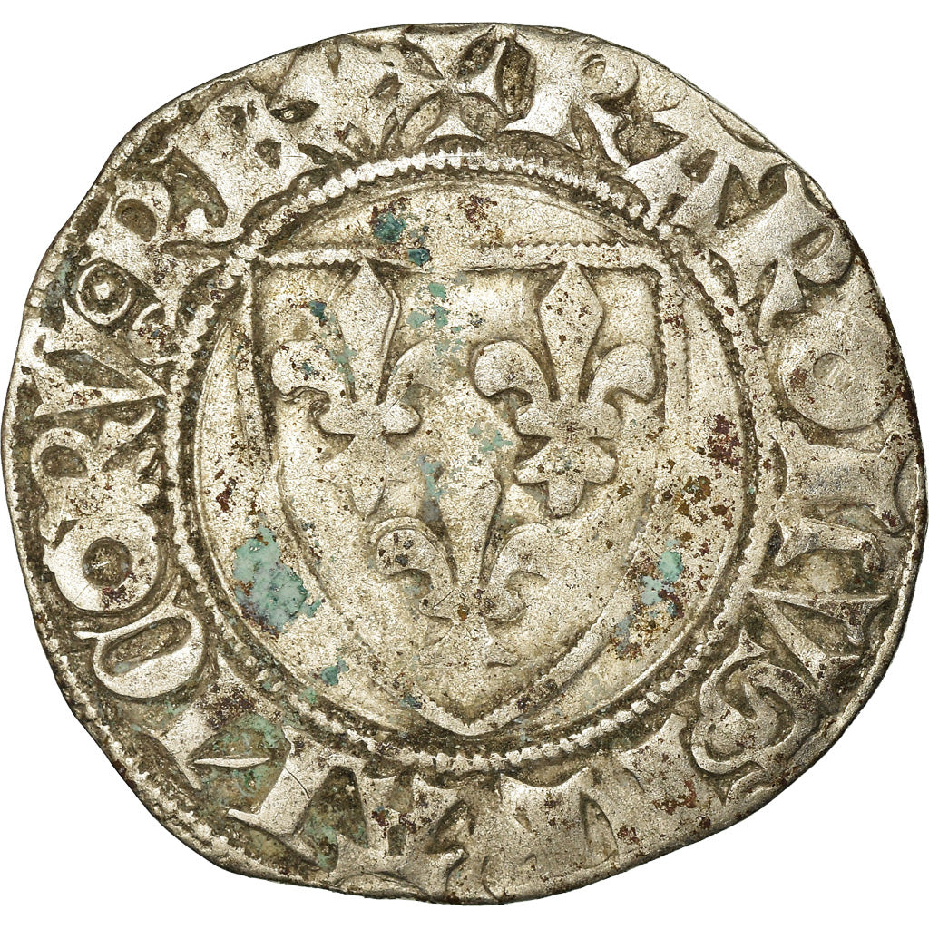 Coin, France, Charles VI, Blanc Guénar, Troyes, VF(30-35), Billon