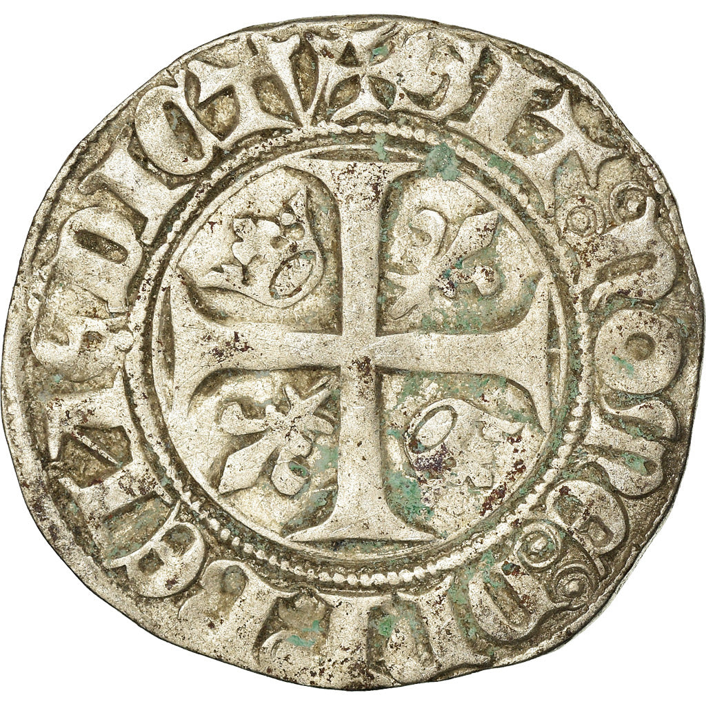 Coin, France, Charles VI, Blanc Guénar, Troyes, VF(30-35), Billon