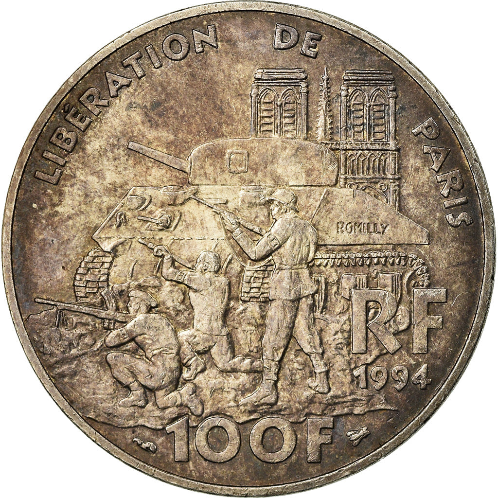 Coin, France, Libération de Paris, 100 Francs, 1994, EF(40-45), Silver