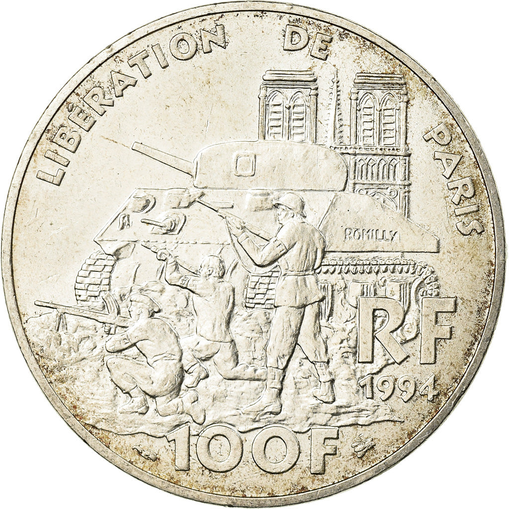 Coin, France, Libération de Paris, 100 Francs, 1994, MS(60-62), Silver