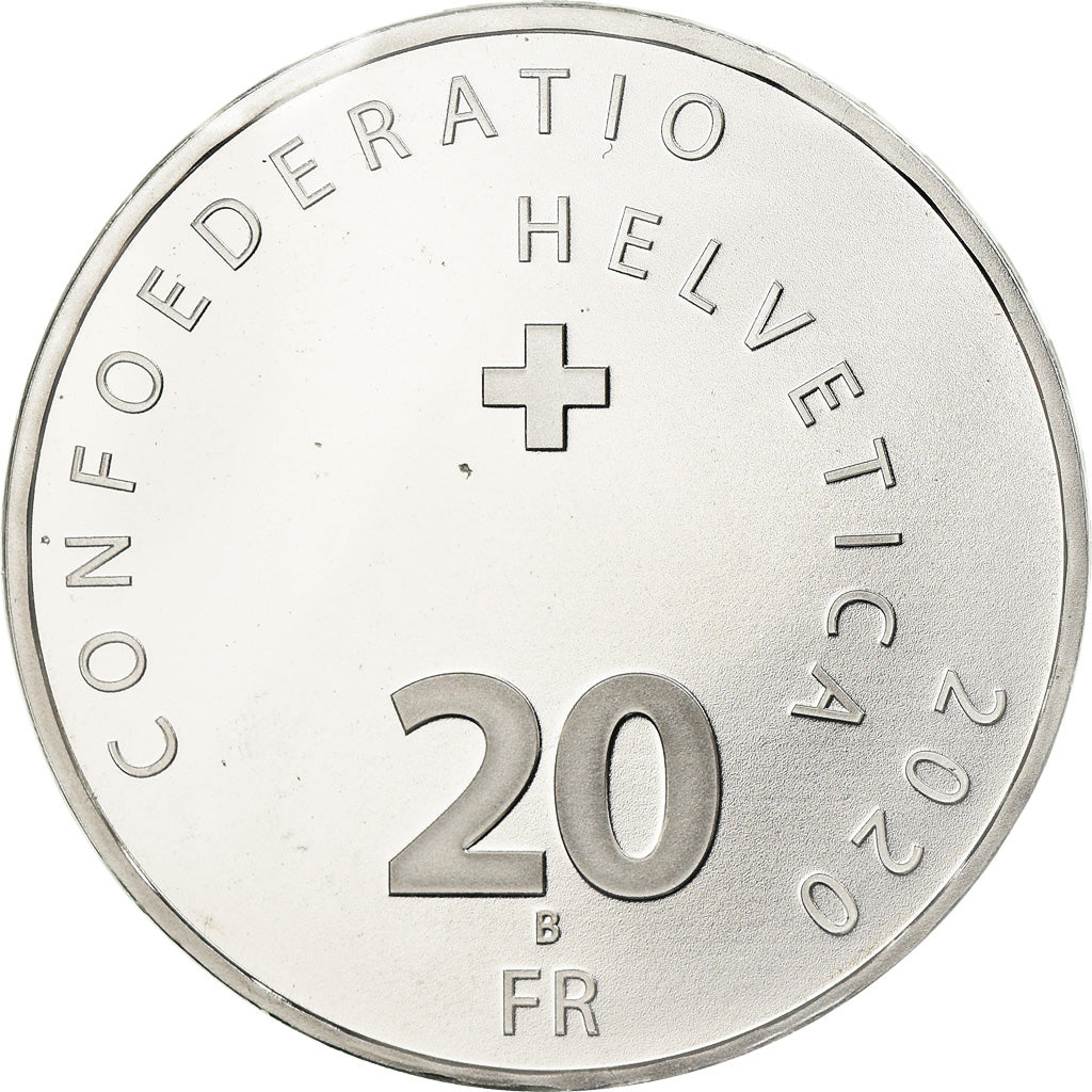 Coin, Switzerland, Roger Federer, 20 Francs, 2020, Bern, MS(65-70), Silver