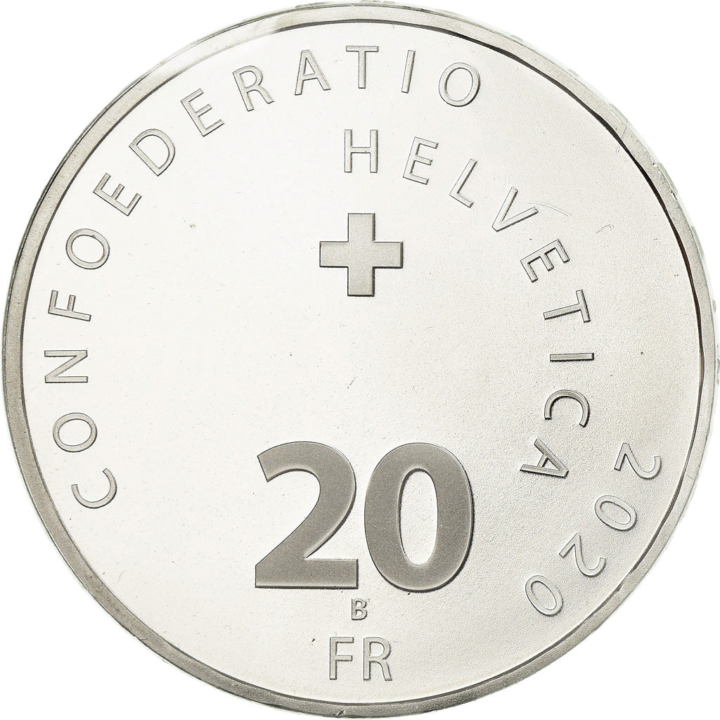 Münze, Schweiz, Roger Federer, 20 Francs, 2020, Bern, STGL, Silber