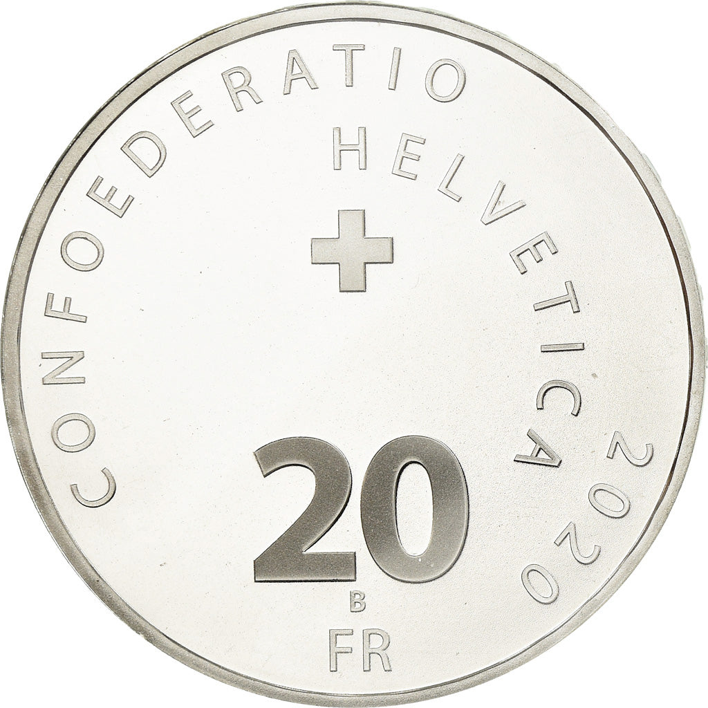 Coin, Switzerland, Roger Federer, 20 Francs, 2020, Bern, MS(65-70), Silver