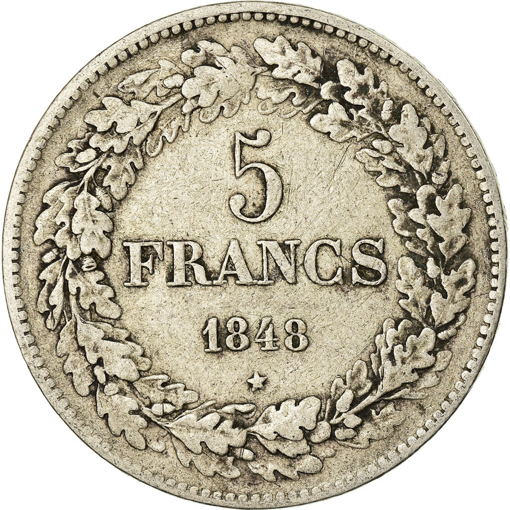 Coin, Belgium, Leopold I, 5 Francs, 5 Frank, 1848, VF(30-35), Silver, KM:3.2